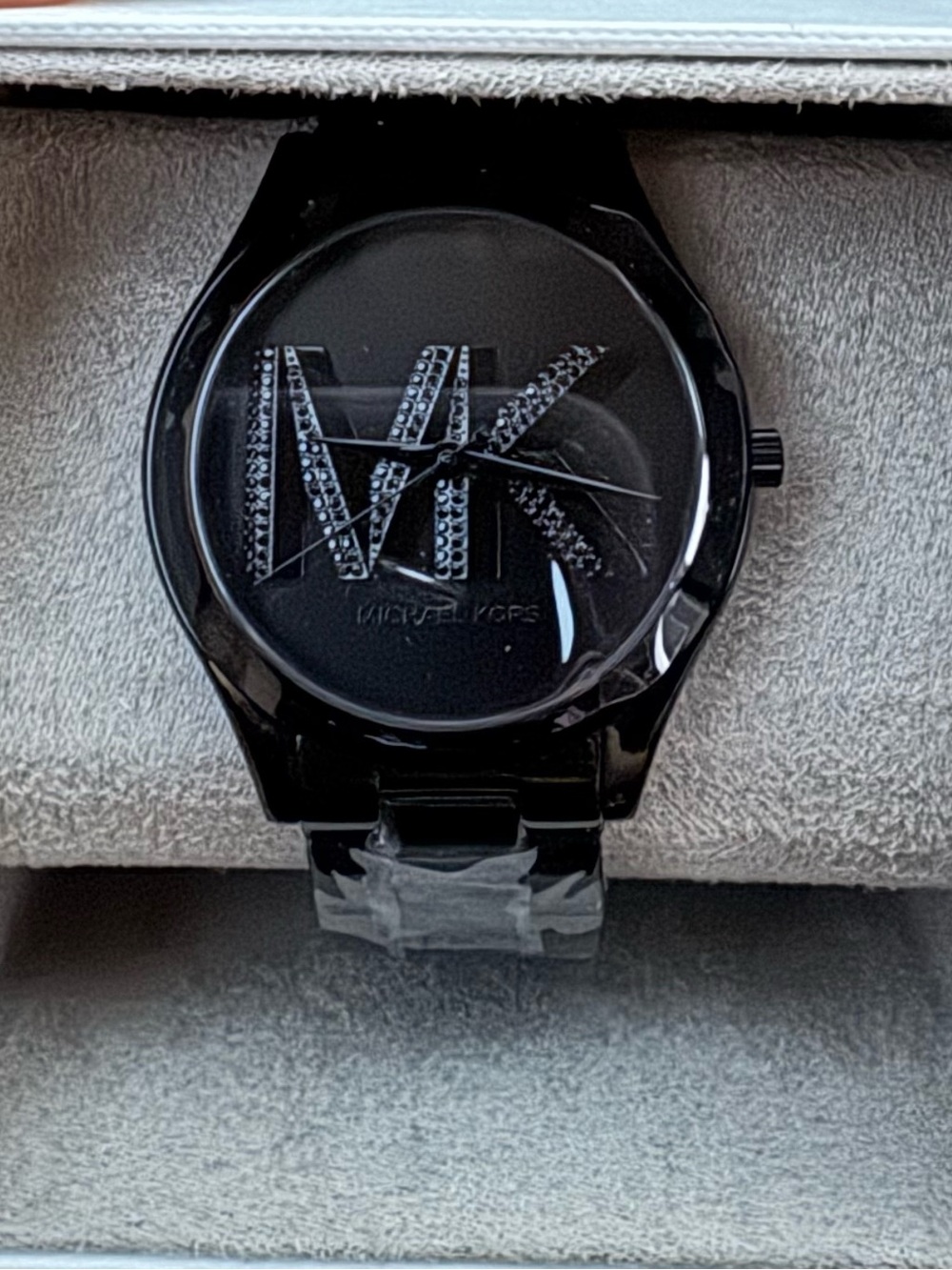 Michael Kors Oversized Signature MK9135 Men's Black-Tone 42mm Quartz Watch NIB